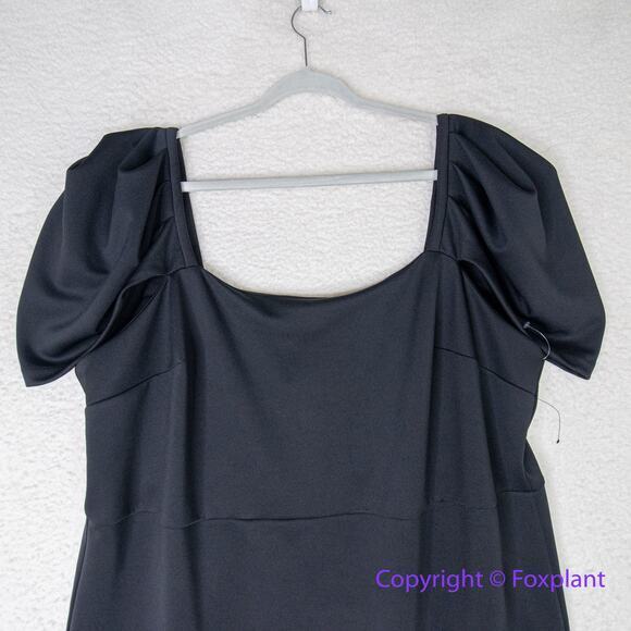 New! Eloquii black sheath dress square neck cap sleeve, size 24 - Picture 2 of 12